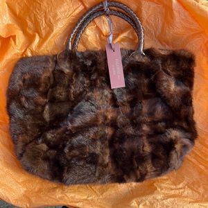 NEW Falorni Italia Le Borse Fur Handbag Mink Purse